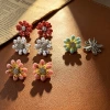 Wholesale of retro enamel Daisy stud earrings and polka dot flower earrings for Internet celebrities, one-piece consignment Specification image